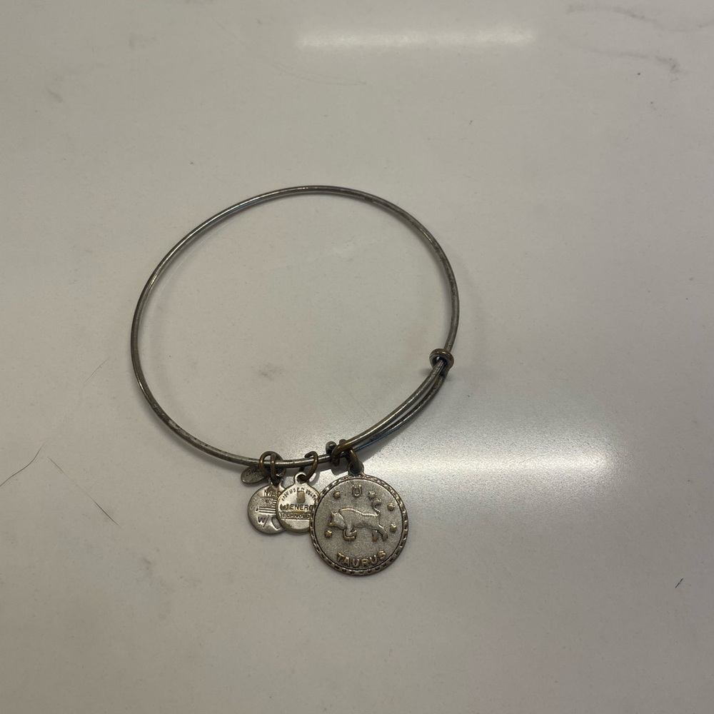 EUC- Alex and Ani Silver Charm Taurus Zodiac Bangle Bracelet